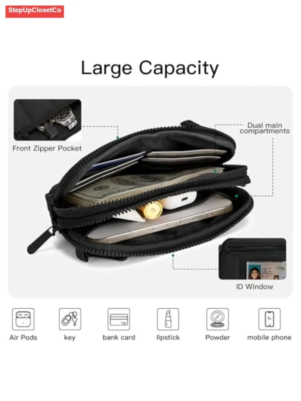 Puffy Crossbody Purse Wristlet Wallet RFID Blocking Nylon Women Multi-Way